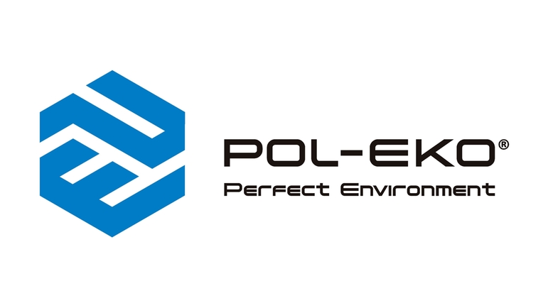 niebieskie logo i czarny tekst logo firmy pol eko