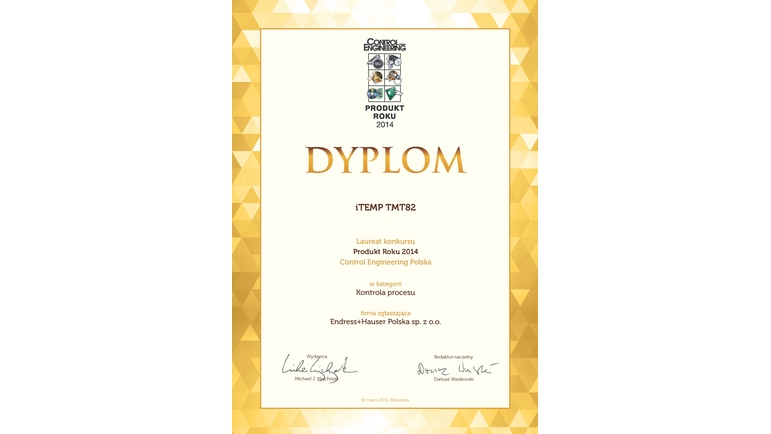 Dyplom dla TMT82 - Produkt Roku 2014