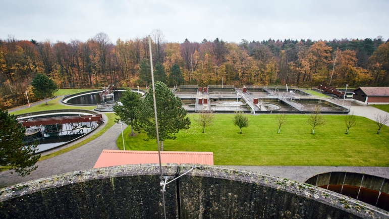 Oczyszczalnia ścieków w mieście Stadtlohn w Północnej  North Rhine-Westphalia