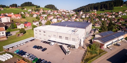 Widok z lotu ptaka zakładu thyssenkrupp Presta AG w Oberegg (Szwajcaria)