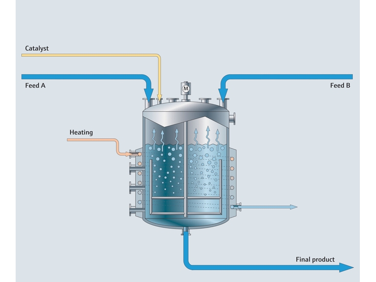 Schemat procesów chemicznych w reaktorze porcjowym